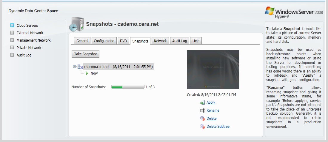 Cloud Server Snapshots with our control panel